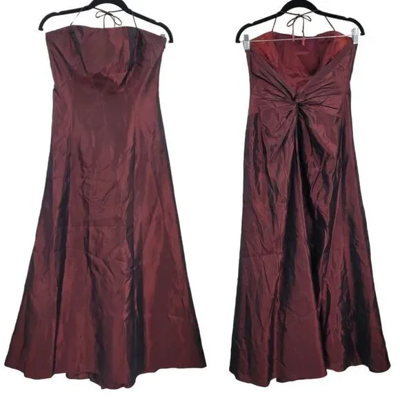 Vintage 90's Cache Gown 6 Oxblood Maroon Halter Backless Knotted Waist Aline USA - Picture 1 of 17